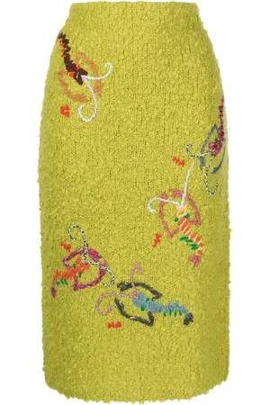 YANYAN KNITS Shrimp bouclé midi skirt