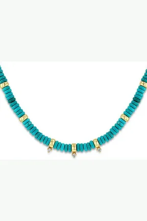 Zoe Chicco 14kt yellow gold Rondelle bead turquoise necklace
