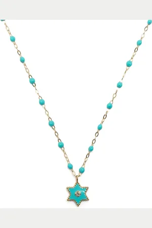 GIGI CLOZEAU 18kt gold ??toile diamond and turquoise necklace