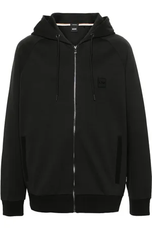 HUGO BOSS Rubberised-logo zip-up hoodie