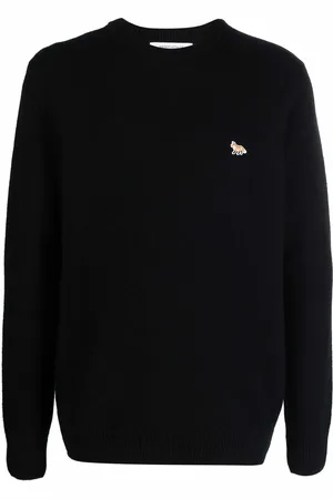 Maison Kitsuné Fox-appliqué wool jumper