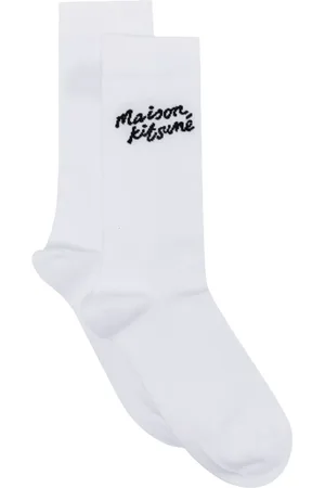 Maison Kitsuné Handwriting logo-intarsia socks