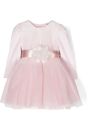 MONNALISA Floral-appliqué flared dress