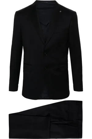 TAGLIATORE Logo-appliqué virgin wool single-breasted suit