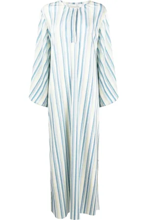 Bambah Striped plissé kaftan dress