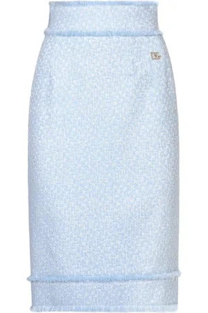 Dolce & Gabbana Appliqu�-logo tweed straight skirt