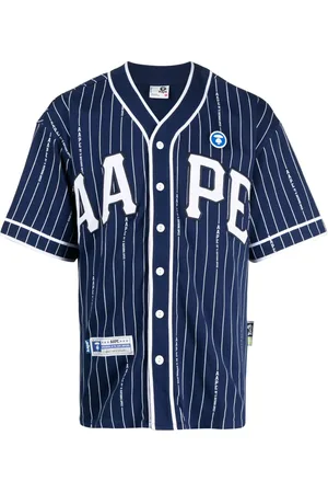 A Bathing Ape Logo-patch striped cotton shirt