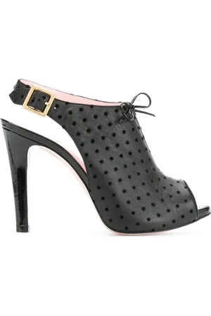 RED(V) 120mm polka dot slingback sandals