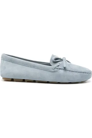 Prada Enamel-logo suede driving shoes