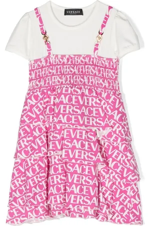 VERSACE Logo-print ruffled dress