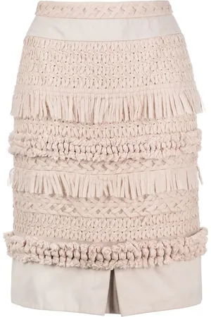 VALENTINO GARAVANI 2000s macramé-detailing high-waisted skirt