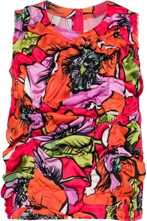 Comme des Garçons Gathered floral-print tank top