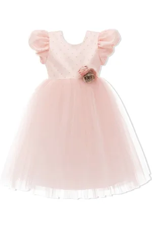 Tulleen Floral-appliqué tulle dress