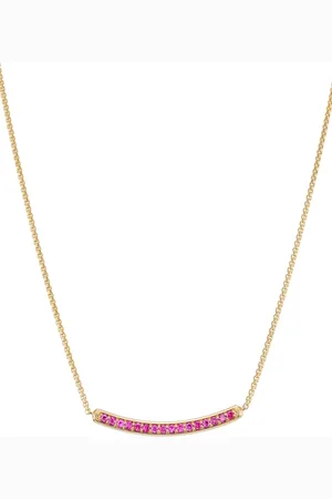 David Yurman 18kt yellow Petite Pavé Bar ruby necklace (1.25mm)
