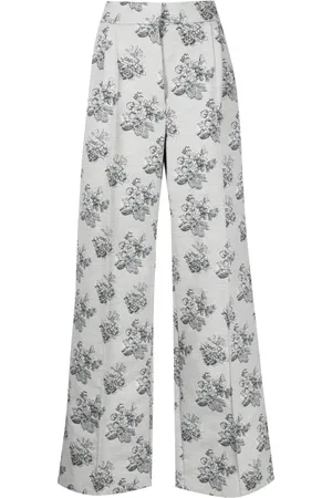 Maison Kitsuné Floral-jacquard straight-leg trousers