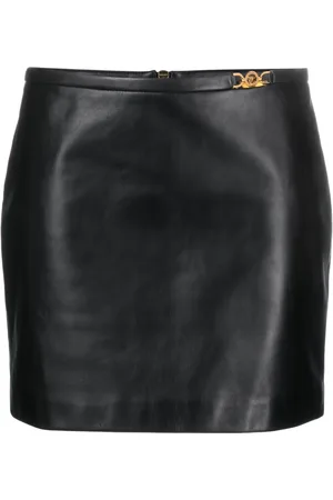 VERSACE Medusa-embellished leather miniskirt
