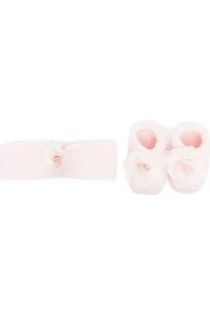La Perla Floral-appliqué booties & headband set