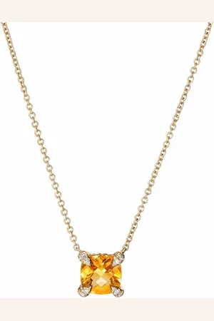 David Yurman 18kt yellow Châtelaine citrine diamond pendant necklace