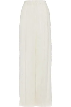 Oscar de la Renta Fringed fil-coup� wide-leg trousers