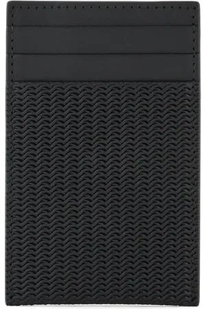 Giorgio Armani Logo-plaque woven leather cardholder