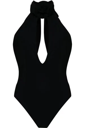 MAGDA BUTRYM Floral-appliqué halterneck swimsuit