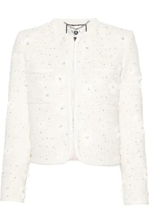 NISSA Floral-appliqué bouclé jacket