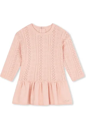 Chloé Logo-embroidered pointelle-knit minidress