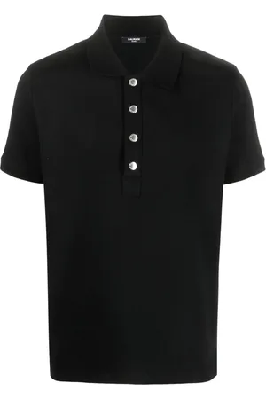 Balmain Monogram-pattern piqué polo shirt