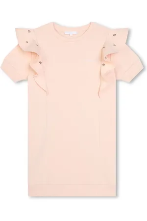 Chloé Logo-embroidered eyelet-detail dress