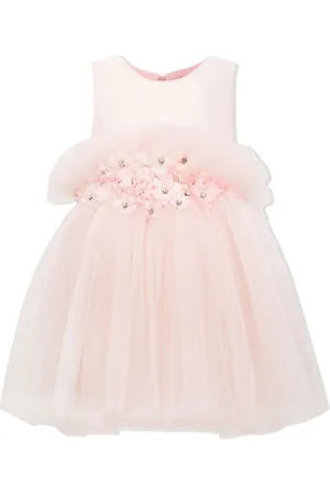 Tulleen Floral-appliqué tulle dress