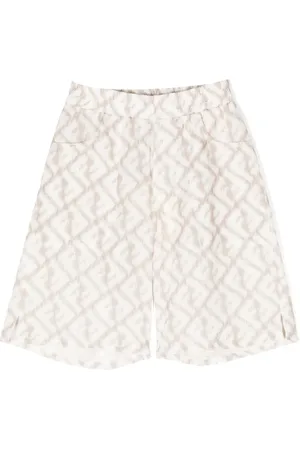 Fendi FF-print linen bermuda shorts