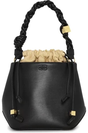 Ganni Braided-handle leather bucket bag