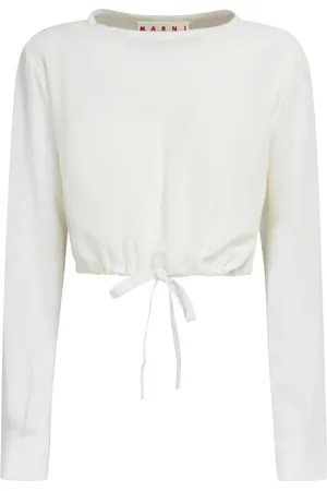 Marni Drawstring-hem cropped silk blouse