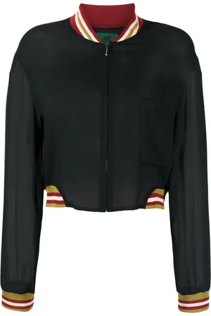Jean Paul Gaultier 1980s striped edges sheer bomber jacket