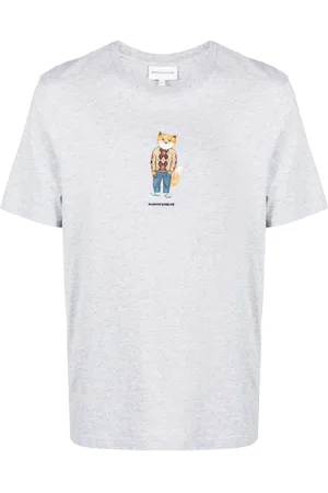 Maison Kitsuné Graphic-print mélange-effect cotton T-shirt
