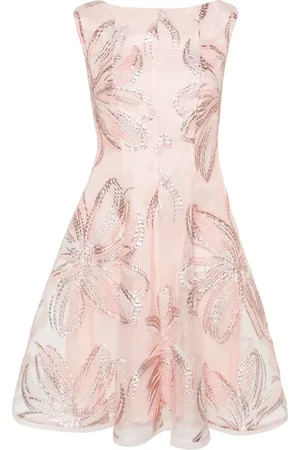 TALBOT RUNHOF Floral-appliqué lurex dress