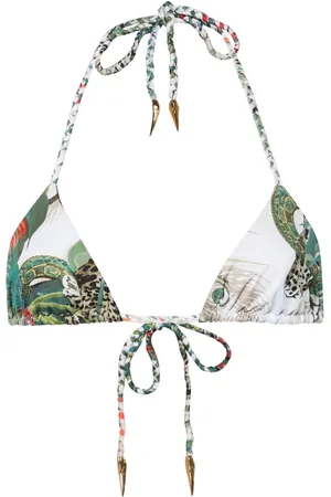 Roberto Cavalli Jungle-print bikini top