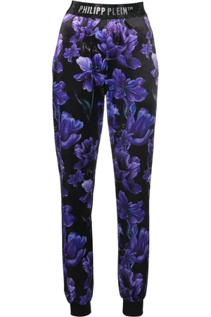Philipp Plein Floral-print logo-appliqué track pants