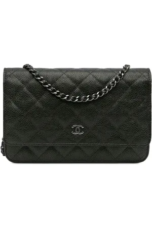 CHANEL 2017-2018 CC Quilted Caviar Wallet on Chain crossbody bag