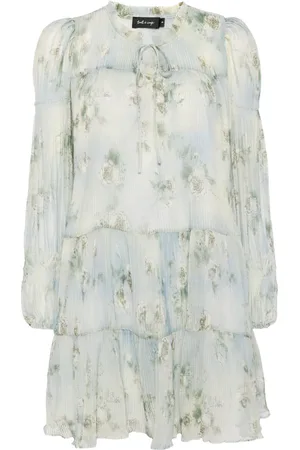 tout a coup Plissé foral-print dress