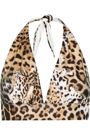 Roberto Cavalli Jaguar skin-print bikini top