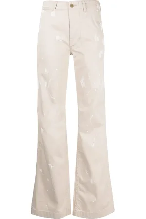 R13 Paint-splatter flared trousers