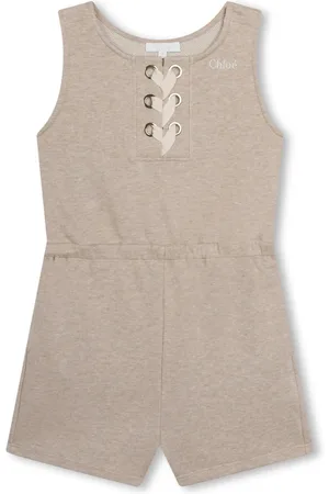 Chloé Logo-embroidered organic cotton playsuit