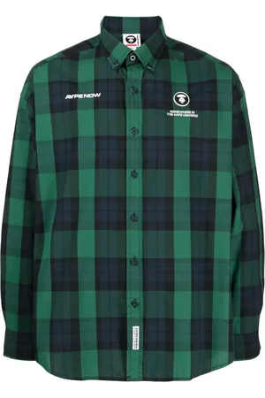 A Bathing Ape Check-print logo-print shirt