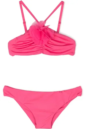 MONNALISA Floral-appliqué ruched-detail bikini