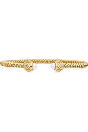 David Yurman 18kt yellow Renaissance Cablespira diamond bracelet (3.5mm)