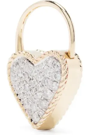 YVONNE LÉON 9kt yellow Creole Cadenas Coeur diamond earring