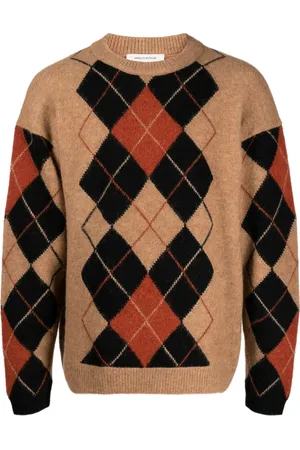 Maison Kitsuné Argyle-pattern crew-neck jumper