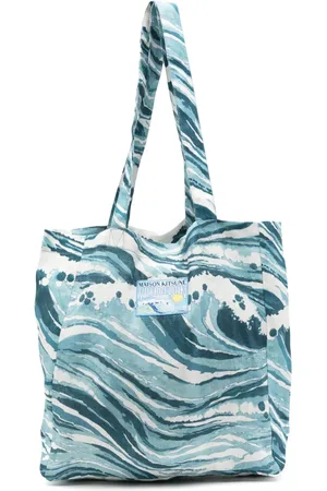 Maison Kitsuné Abstract-pattern print linen bag