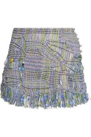 Roberta Einer Fringed macramé miniskirt